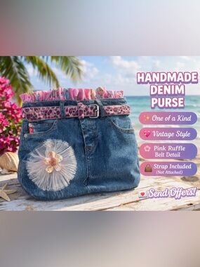 handmade purse denim bag upcycled boho boutique made in the 80’s  GUESS Jeans
